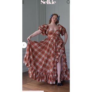 Selkie 5X Jane Eyrerose bloom tartan plaid ruffle puff sleeves - EUC